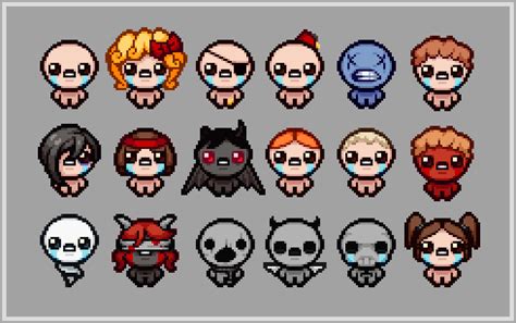 The binding of isaac characters - Fantasy. Horror. The Binding of Isaac: Rebirth is a randomly generated action RPG shooter with heavy roguelike elements. Players will accompany Isaac on a quest to escape his mother, facing off against droves of mysterious creatures, discovering secrets, and fighting fearsome bosses. 